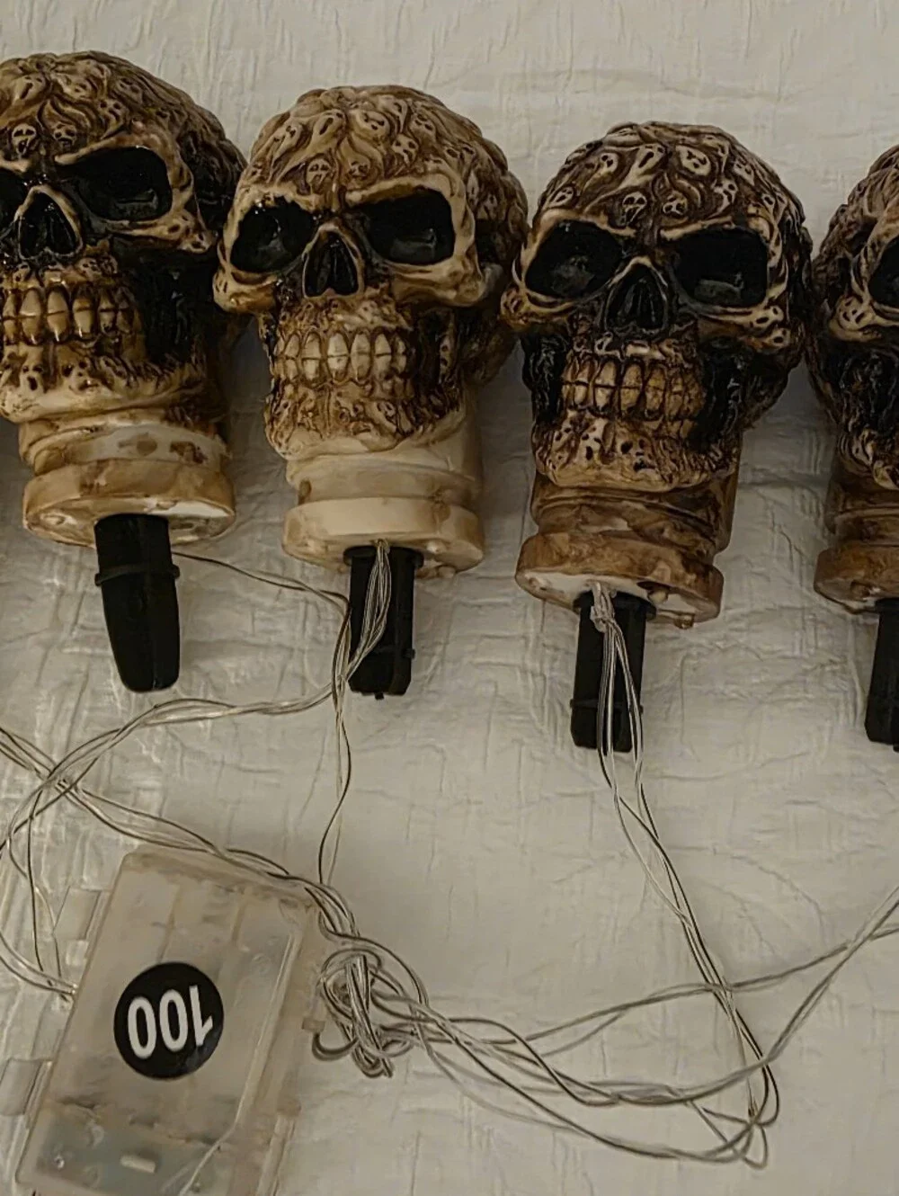 Decorative Skull Garden Stakes - Brown Skull Accent. Lighted